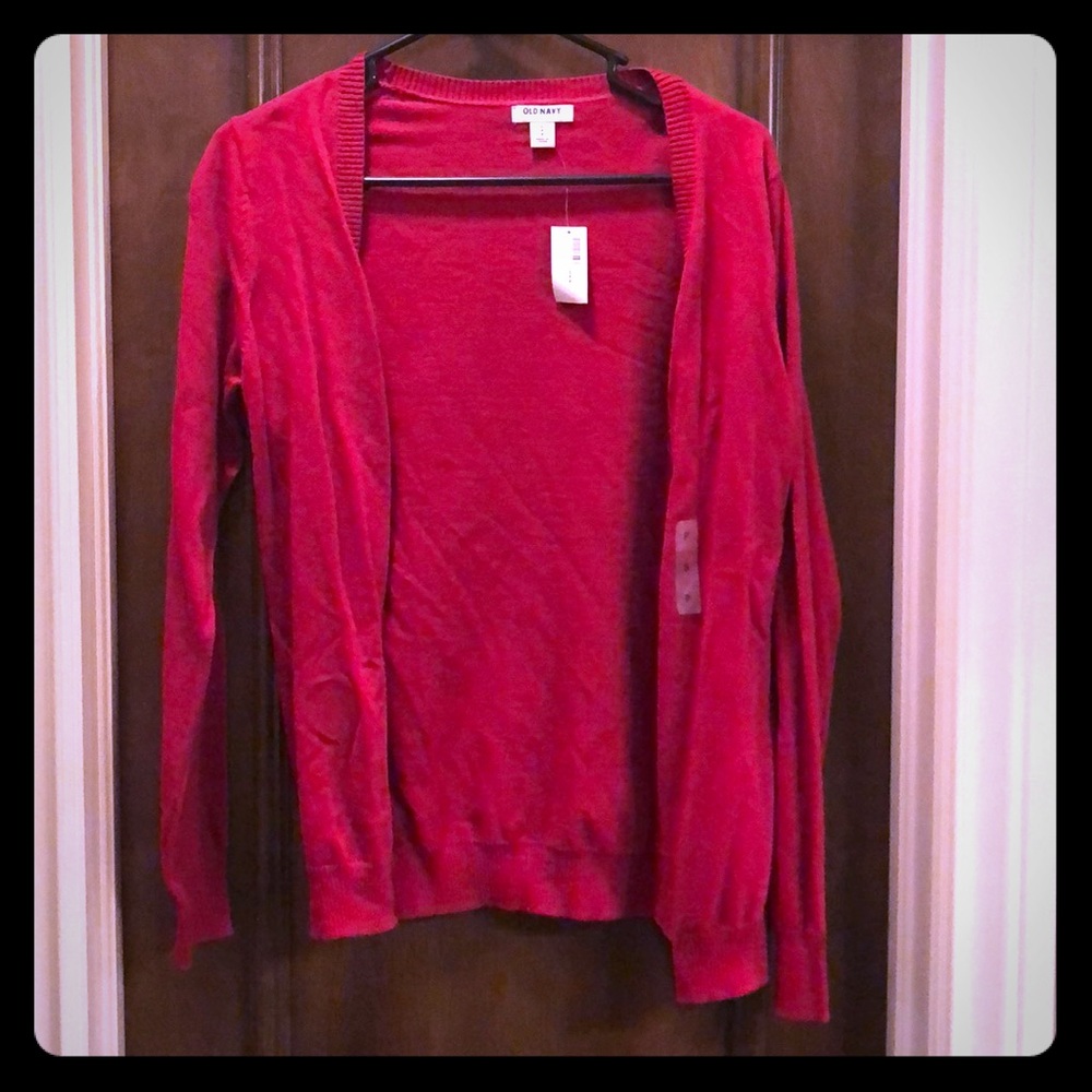 Red cardigan